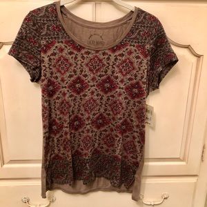 Lucky Brand Gray and Red Tee